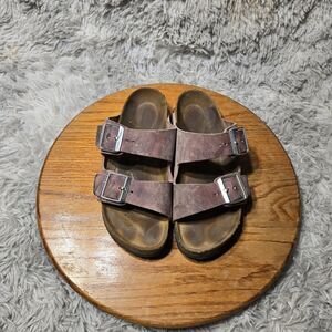 Birkenstock Unisex EU 37 Women Sz 7 Mens 5.5 Arizona Lilac Oiled Leather Sandals